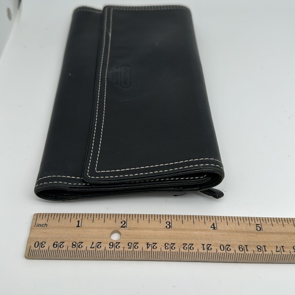 Coach Vintage Leather Black Trifold Snap Coin Zip Wallet - Picture 5 of 12